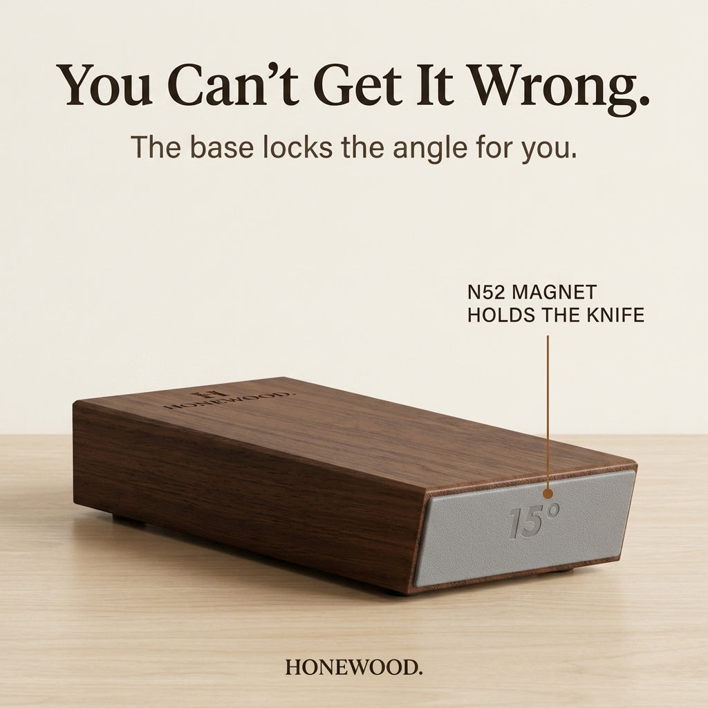 You can't get it wrong - the Honewood magnetic base locks the 15 degree angle