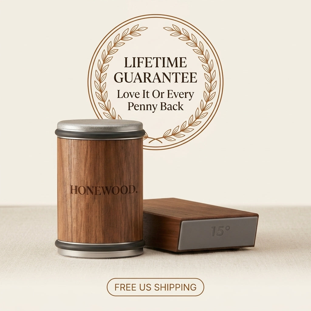 Honewood lifetime guarantee - love it or every penny back, free US shipping